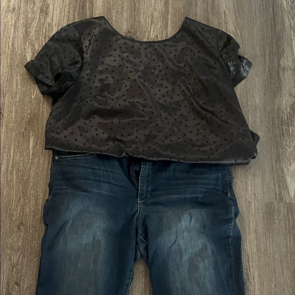Simply Styled Black Top and Blue Jeans